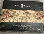 Ralph Lauren Baskets & Bows King Flat Sheet Tan Floral Nos New 1986 Ruffled Usa. Fixed Price $94.99.