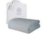 Threadmill Home Linen King Size 106X92" Herringbone Cotton Blanket Scottish Grey. Fixed Price $42.29.