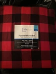 Mainstay Twin Sheet Set 3 Piece Buffalo Red/black Plaid Cotton Flannel New. Fixed Price $45.00.