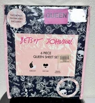 Betsey Johnson Queen Halloween Black/ White Skulls & Roses Sheet Set 6PC Bn. Fixed Price $48.50.