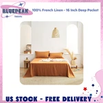 Linen Fitted Sheet 100% French 16 Inch Deep Pocket Twin Caramel. Fixed Price $72.94.