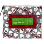 Martha Stewart Holiday Collection Dear Santa Cotton Flannel King Sheet Set - New. Fixed Price $55.80.