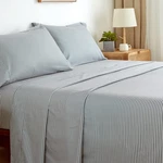 Queen Size Grey Striped Sheets - 4PC Super Soft Microfiber Cooling 1800 Threa.... Fixed Price $33.92.