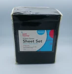 Just HOME-4 Piece Queen Sheet Set In BLACK-100% Poly-microfiber-cold Wash. Fixed Price $17.50.