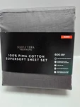 Simply Vera, Wang Pima Cotton Sheet Set Queen. Steel Gray 600 Thread Count. Fixed Price $68.50.