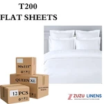 T200 White Hotel Flat Sheets Bulk Full/queen/king Color Coded Hems 6 12 24. Fixed Price $86.99.