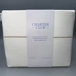 Charter Club Cotton Damask Embroidered Hem-sheet Set, 550 Thread Count -white. Fixed Price $89.00.