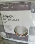Casual Comfort Twin/ XL4-PK Fitted Sheets Bed White & Gray New. Fixed Price $25.00.