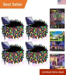 Elegant 4 Pack 180FT Multicolor Solar Christmas Lights, Waterproof & Bright. Fixed Price $55.09.