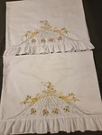 Embroidered Pillow Cases Set Of 2 Cotton Southern Belle Flowers Pink/yellow. Fixed Price $27.95.
