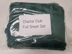 Charter Club Damask Stripe 1.5'' 550 Tc Supima Cotton Full Sheet Set Green. Fixed Price $74.99.