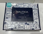 Nautica Home 6 Piece Set - Beach Collage Queen 1 Flat, Fitted Sheet, 4 Pc New. Fixed Price $54.99.