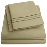 Queen Luxury 4 Piece Embroidered Bed Linen Set Deep Pocket Microfiber Sheets. Fixed Price $34.89.