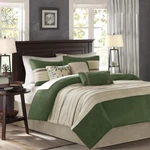 Madison Park Palmer Comforter Set-luxury Faux Suede Design, Striped All, Queen. Fixed Price $154.99.