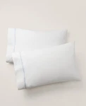 (2)RALPH Lauren Palmer Percale Organic King Pillowcase White Sky Blue Nwt. Fixed Price $79.50.