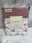 Laura Ashley Twin Set Trailing Bows Striped Hem Red White Cotton. Fixed Price $45.00.