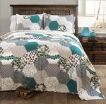 Lush Decor - 3PC Bailey Quilt Set Turquoise (full/queen) 88 X 92. Fixed Price $28.99.
