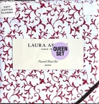 Laura Ashley Anna Scrolls In Red Toile Cotton Flannel Queen Size Sheet Set New. Fixed Price $67.77.