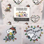 4PC Berkshire Peanuts Christmas Lights Queen Sheet Set Snoopy Woodstock Gray New. Fixed Price $49.99.