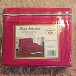 Home Collection Bamboo 2000 Queen Sheet Set 6PC Red Deep Pocket Wrinkle Free. Fixed Price $35.00.