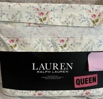 Ralph Lauren Queen Sheet Set Floral Pink Green Cottage White Cotton 4PC. Fixed Price $110.00.