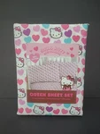 Hello Kitty Sanrio Hearts Queen Size Sheet Set 100% Cotton. Fixed Price $39.98.