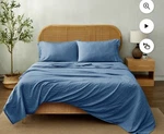 Mainstays King Sheet Set Ultra Soft Microfiber Washed Indigo 4 Pc New Open. Fixed Price $20.00.