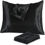 Niagara Black Satin Standard Pillow Cases Protectors 4 Pack With Zip Luxury 20X2. Fixed Price $13.52.