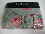 Vintage Ralph Lauren Garden Rambler Slate Blue Floral Ruffled Flat Sheet - Full. Fixed Price $129.99.