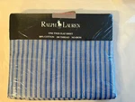 Vintage Ralph Lauren Twin Flat Bed Sheet New Package Sorrell Stripe Blue 1987. Fixed Price $30.00.