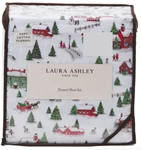 Laura Ashley Twin Size Cotton Flannel Sheet Set - Christmas Holiday Village. Fixed Price $49.00.