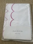 Nip Luxury Italian Embroidered Twin Flat Sheet & Neck Roll Sham White/pink. Fixed Price $200.00.