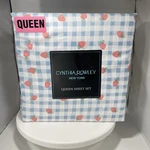 Cynthia Rowley Queen Sheet Set Strawberry Gingham Blue Microfiber New. Fixed Price $51.24.