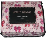 New Betsey Johnson 4 Pc Queen Pink Sheet Set Bows Love Hearts. Fixed Price $44.99.