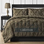 8 Pcs Diamond Wood Brown Color Bed Sheet Set With Quilt, Pillow And Cushions Cov. Fixed Price $138.00.