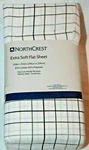 Northcrest Extra Soft 300 Tc Cotton Rich Blend Plaid Grey King Flat Sheet. Fixed Price $26.24.