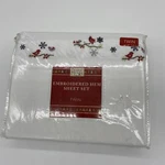 Debbie Mumm Sheet Set Winter Holiday Snowflakes Birds White New Christmas. Fixed Price $24.99.