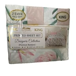 Hejeme King Bamboo Sheet Set Floral Multicolor Printed Soft Breathable. Fixed Price $26.00.