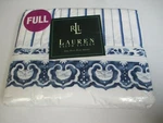 Ralph Lauren Porcelain Blue White Medallion Stripe Flat Sheet - Full. Fixed Price $129.99.