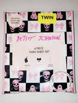 Betsey Johnson 4 Piece Twin Sheet Set, Bow Halloween Check Pink With Pillowcases. Fixed Price $54.99.