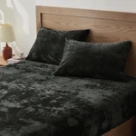 Bedelite Velvet Fitted Sheet And Pillowcases Set, Luxury Soft Queen, Black. Fixed Price $50.62.