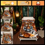 3D Tiger Print Twin Fitted Sheet Set - Wild Animal Bedding For Kids & Teens, Sof. Fixed Price $50.99.