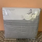 Sky Comforter Cover Set King 500 Tc 100% Pima Cotton Embroidery Pair Line. Fixed Price $109.99.