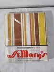 Vtg St. Mary's Double Flat Bed Sheet Campus Stripe Yellow Brown Orange 81X104. Fixed Price $25.99.