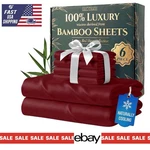 New Decolure Bamboo Sheets King Size 6PC Burgundy Cooling Ultra Soft Deep Pocket. Fixed Price $64.90.