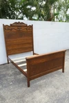Early 1900S Phoenix Furniture Carved Oak Extra Tall Full Size Bed 6041. Fixed Price $1270.75.