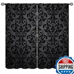 Janjcurt Black Damask Curtains Antique Victorian Style Gothic Vintage. Fixed Price $86.40.