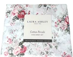 King Sheet Set Crisp Cool Cotton Percale Laura Ashley Pink Peach Red Ashfield. Fixed Price $86.34.
