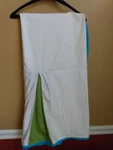 Kate Spade King Size Pleated Bed Skirt, White W/green Inserts, Light Blue Trim. Fixed Price $28.00.
