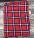 Vintage Lands End Flannel Twin Flat Sheet Red Plaid Holiday Made Portugal. Fixed Price $19.99.